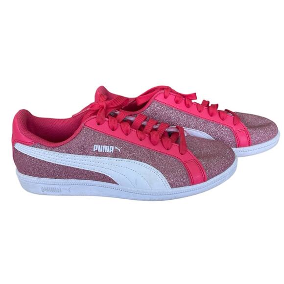 Puma Women's Glitter Lace-up Sneakers Pink and White Size 6.5 Medium - Picture 2 of 7